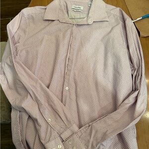 Calvin Klein Men's Light Pink Patterned Dress Shirt